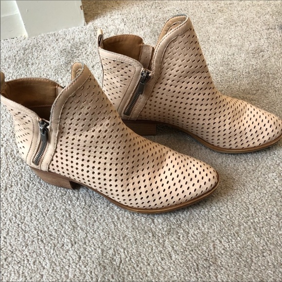 perforated leather ankle boots